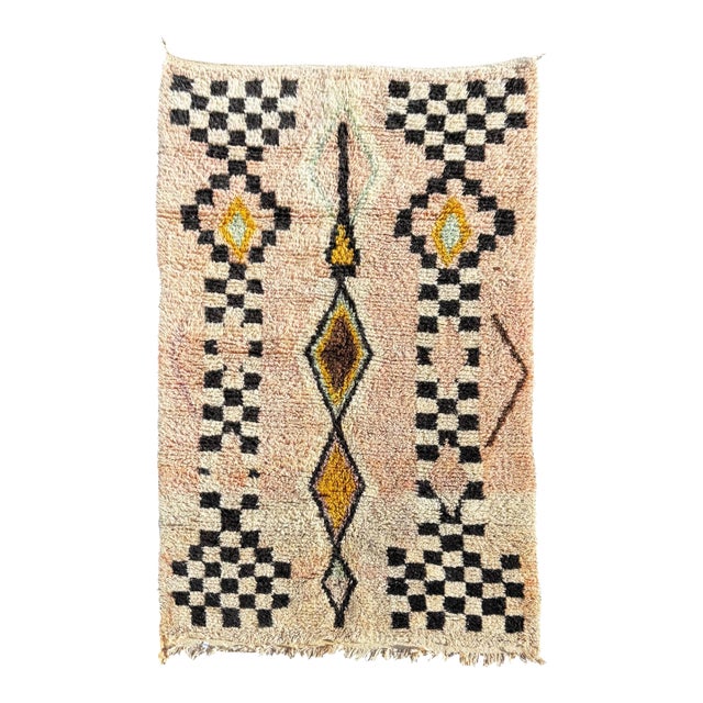 Pink Moroccan Boujad Rug - Hand Made Wool Rug For Sale