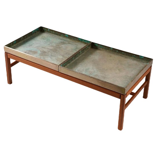 Scandinavian Flower Table Casino in Teak & Brass attributed to Engström & Myrstrand, 1960s For Sale