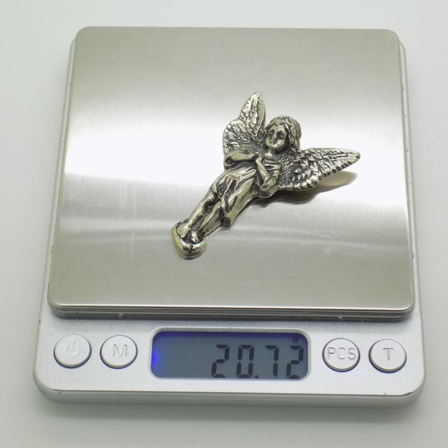 Silver Vintage Italian Genuine Silver 800 Wall-Hanging Angel Figurine from Arezzo, 1970s For Sale - Image 8 of 11