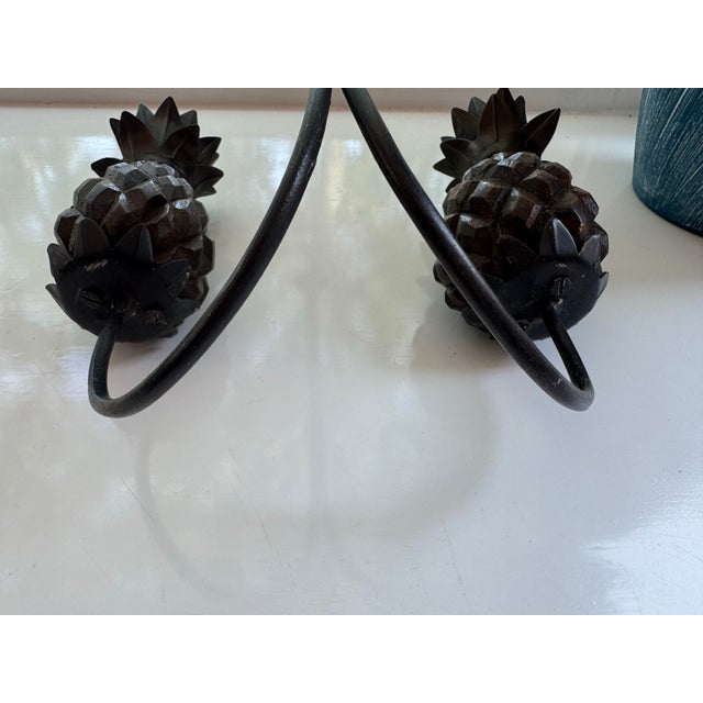 Pair of Pineapple Form Wrought Iron Wall Candle Sconces For Sale - Image 9 of 13