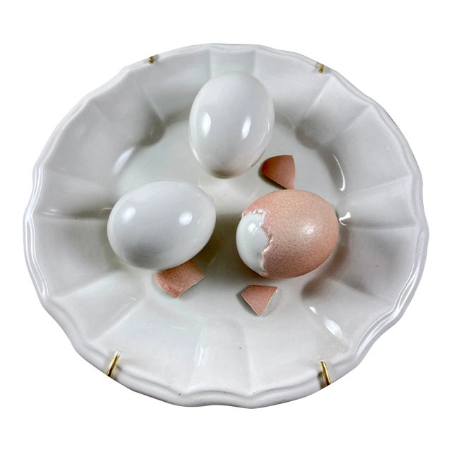 Este Ceramiche Trompe L’Oeil Egg Plate For Sale