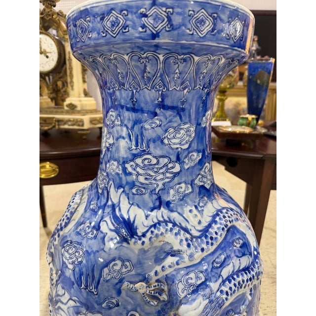 Asian Qing Qianlong Chinese 19th Century Porcelain Floor Vase Signed 36in For Sale - Image 3 of 10