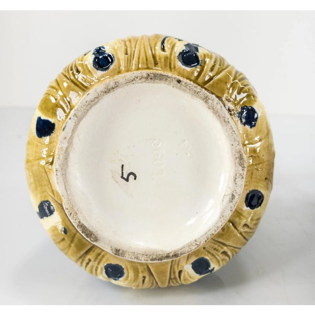 Early 20th Century Aesthetic Style Majolica Vases With Rococo Designs - a Pair For Sale - Image 12 of 13