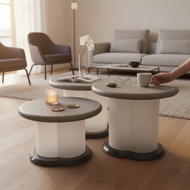 Frosted Lucite and Stone Nesting Tables - Set of 3 For Sale - Image 11 of 11