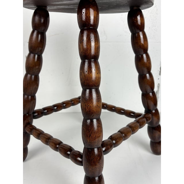 Mid-Century Turned Wood Bobbin Stool in the style of Charles Dudouyt, France, 1950s For Sale - Image 14 of 18