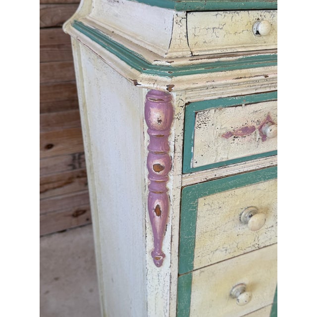Cream Vintage French Country Distressed Jewelry & Lingerie Chest on Casters For Sale - Image 8 of 12