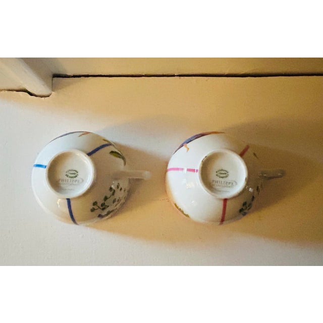 French 1990s Philippe Deshoulieres Caraibes Tropical Pattern Cups- Set of 2 For Sale - Image 3 of 6