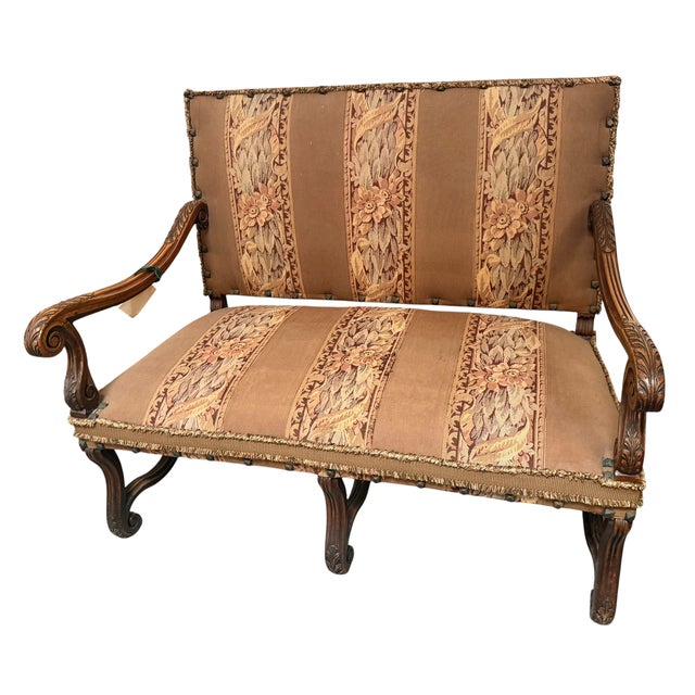 Antique 19c French Carved Walnut & Tapestry Sofa Settee For Sale In Los Angeles - Image 6 of 6