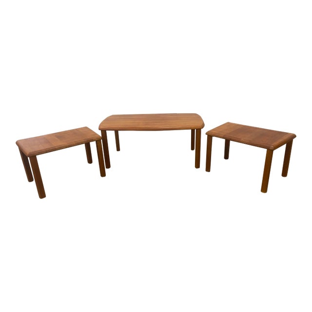 1970s Danish Set of 3 Coffee Table and Side Table For Sale