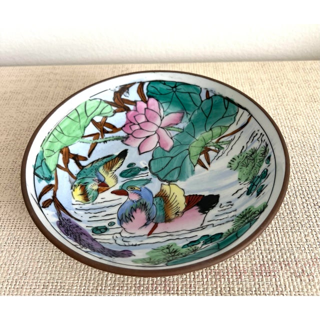 Brass Wrapped Porcelain Chinoiserie Catchall For Sale In Miami - Image 6 of 9
