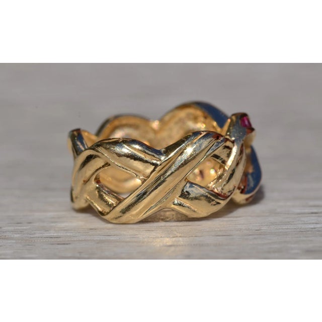The Arborcrest: Ladies 14K Gold Crossover Wide Band set with Rubies For Sale In Philadelphia - Image 6 of 10