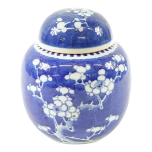 19th Century Antique Blue and White Chinese Porcelain Jar With Lid - Circle Marking on the Bottom