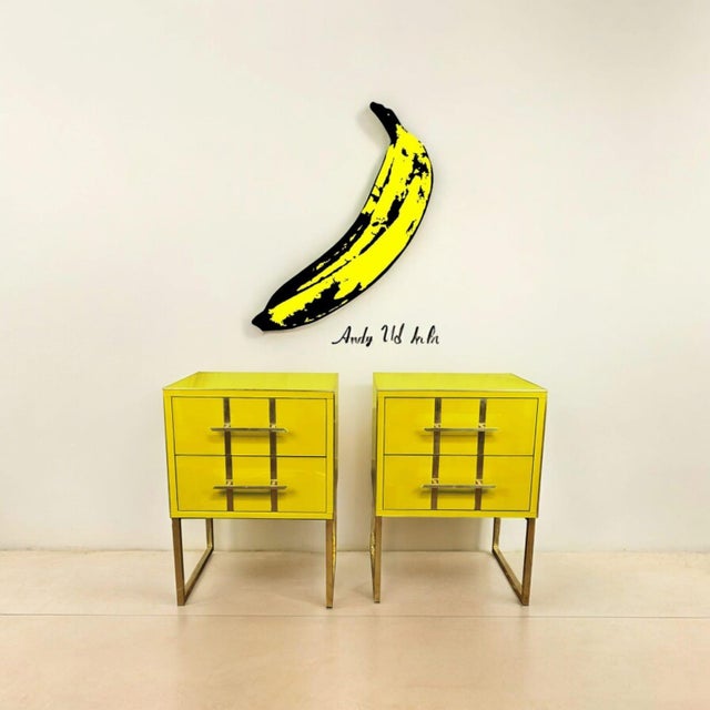Wood Yellow Bedside Tables from Justfurnituress SRL, Set of 2 For Sale - Image 7 of 7