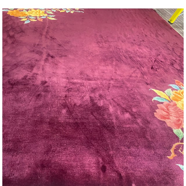 Early 20th Century Antique Chinese Art Deco Carpet 7'10" × 9'10" For Sale - Image 5 of 7