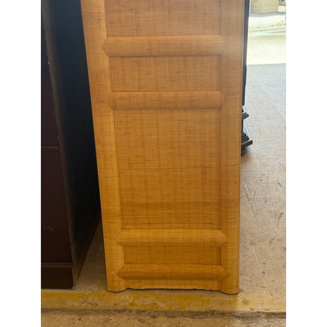 Karl Springer Custom Built Large GrassCloth Raffia Armoire For Sale - Image 4 of 7