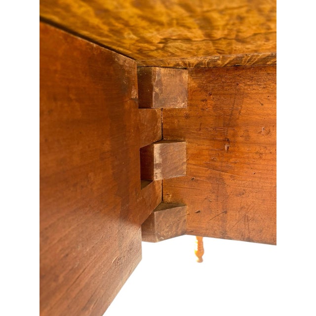 Antique Federal Tiger Maple Dropleaf Dining Table With Full Drawer Exceptional For Sale - Image 9 of 12