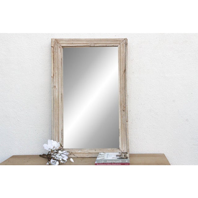 Wood Robust Framed Architechural Salvage Teak Mirror For Sale - Image 7 of 7