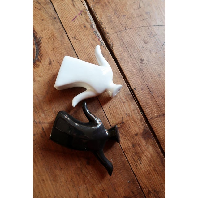 Ceramic Modern Ceramic Salt & Pepper Shakers, Anthropomorphic Black & White Figures For Sale - Image 7 of 8