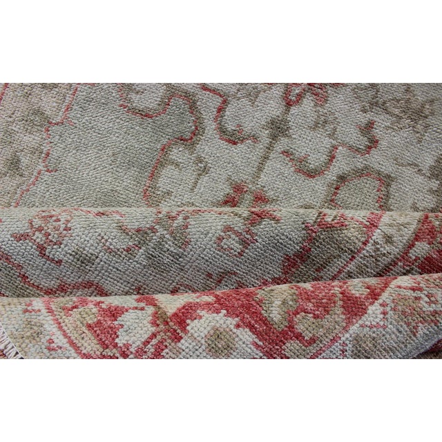 Vintage Turkish Oushak Rug With Soft Gray Field and Rose-Red Floral 3'6 X 6'3 For Sale - Image 10 of 10