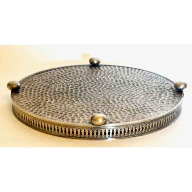 Silver Footed Silver Plate Pierced Gallery Tray For Sale - Image 8 of 8