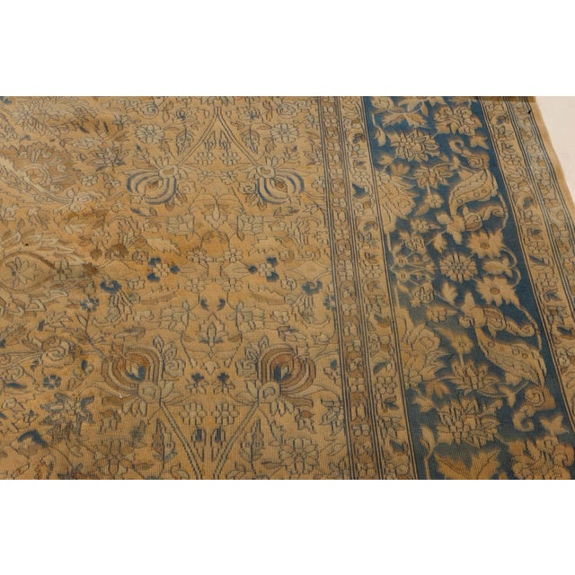Late 19th Century Authentic 19th Century Persian Tabriz Beige, Brown, Blue Handmade Wool Carpet For Sale - Image 5 of 8