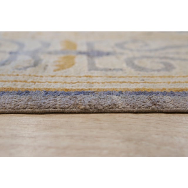 6x9 Gisell Beige Classic Floral Modern Hand Knotted Wool Carpet Rug For Sale - Image 4 of 7