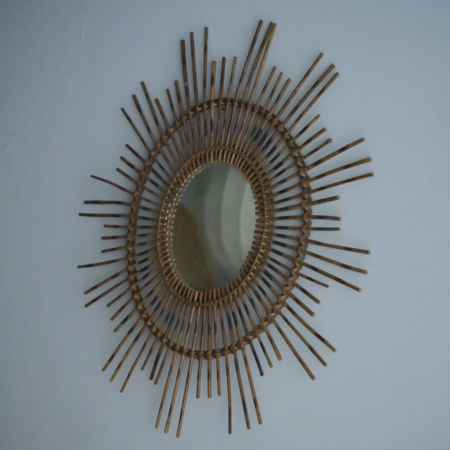 Vintage Italian Sun Mirror in Rattan, 1960s For Sale - Image 3 of 10