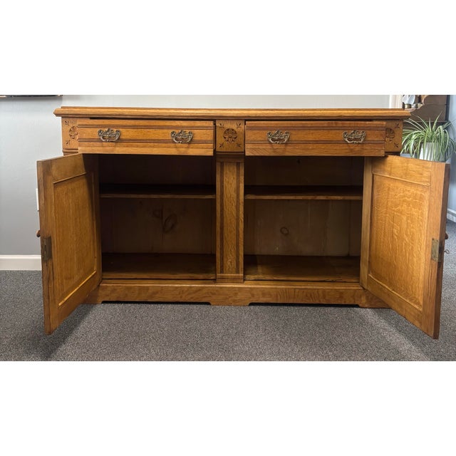 Antique English Oak Sideboard For Sale - Image 9 of 10