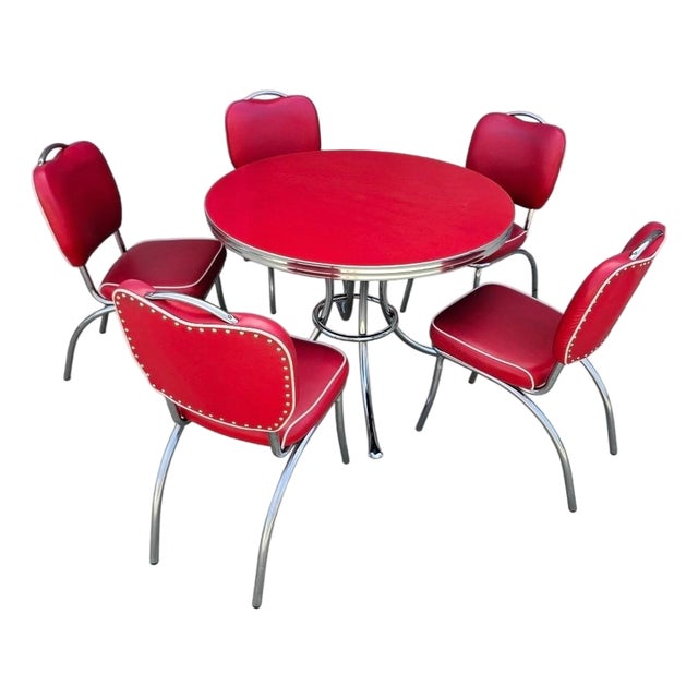 Vintage Table and Chairs Dining Set by Acme For Sale