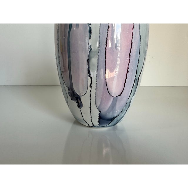 1989 Vintage Kate Abstract Drip Glaze Art Ceramic Vase For Sale - Image 9 of 10
