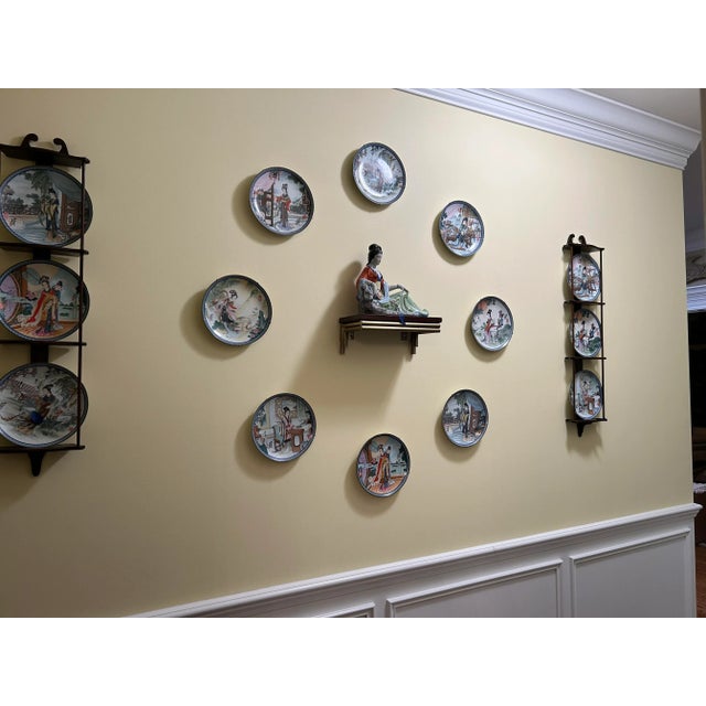 1980s Imperial Jingdezhen Porcelain Beauties of the Red Mansion 6 Plate Set For Sale - Image 10 of 13