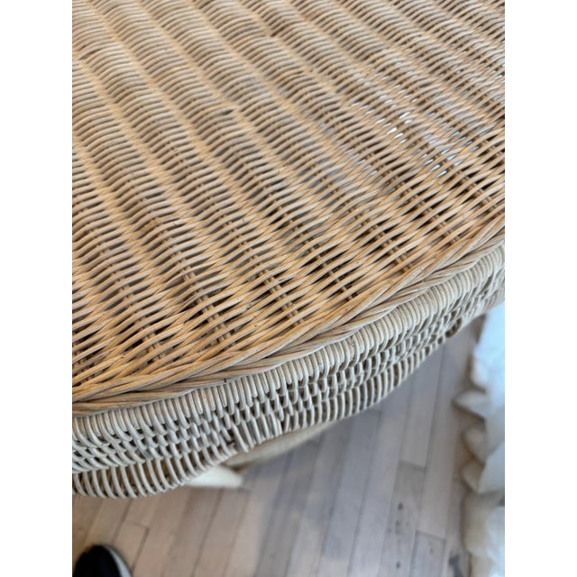 Vintage French Coastal Rattan Demi-Lune Console Table For Sale - Image 4 of 7