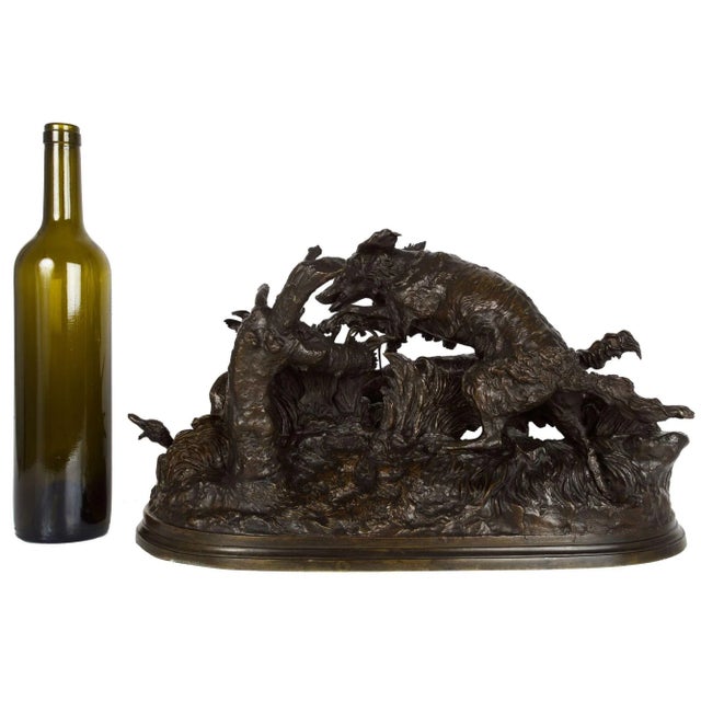 19th Century Authentic Atelier Cast Antique Bronze Sculpture of Duck Hunt by Pierre Jules Mene For Sale - Image 5 of 12