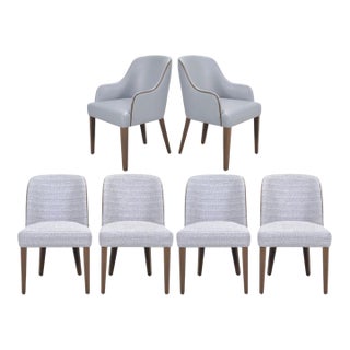 Set of Six A. Rudin No. 807 Walnut Bouclé Gondola Dining Chairs For Sale