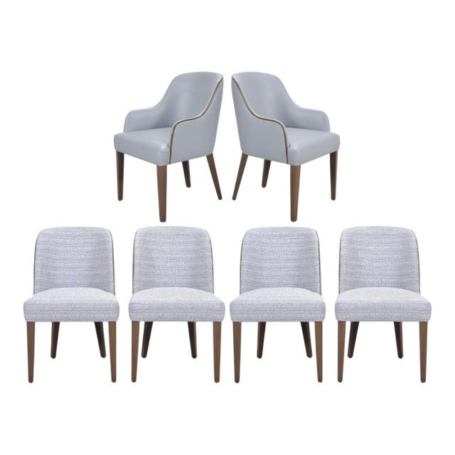 Set of Six A. Rudin No. 807 Walnut Bouclé Gondola Dining Chairs For Sale