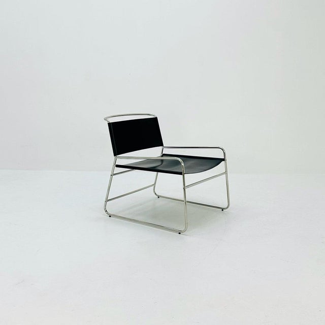 Mid-Century Black Leather Lounge Chair For Sale - Image 11 of 11
