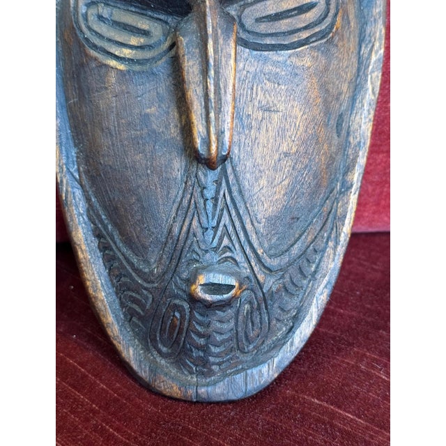Late 19th Century Old Handcarved Tribal Wooden Mask- Marik Lakes Region of Lower Sepik River, New Guinea For Sale - Image 4 of 10