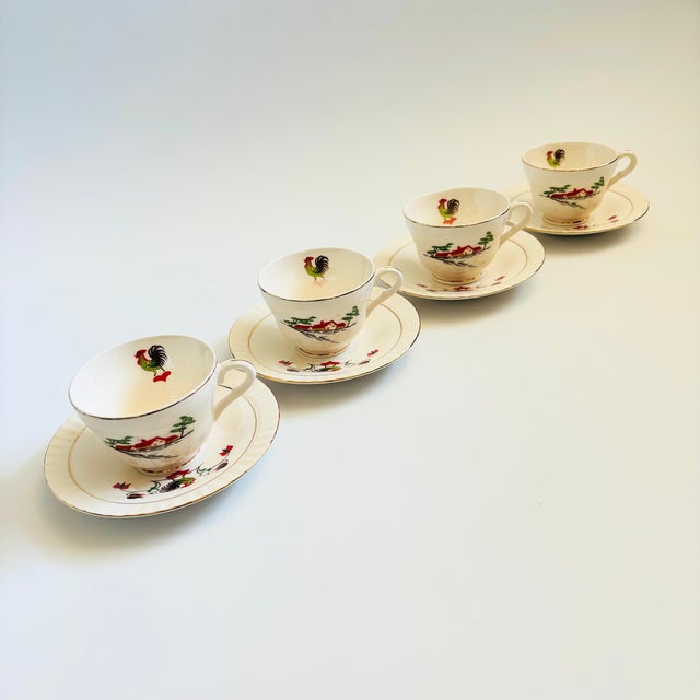 Scandinavian Farmhouse Teacups and Saucers by Figgjo, Norway - Set of 4 For Sale - Image 10 of 12