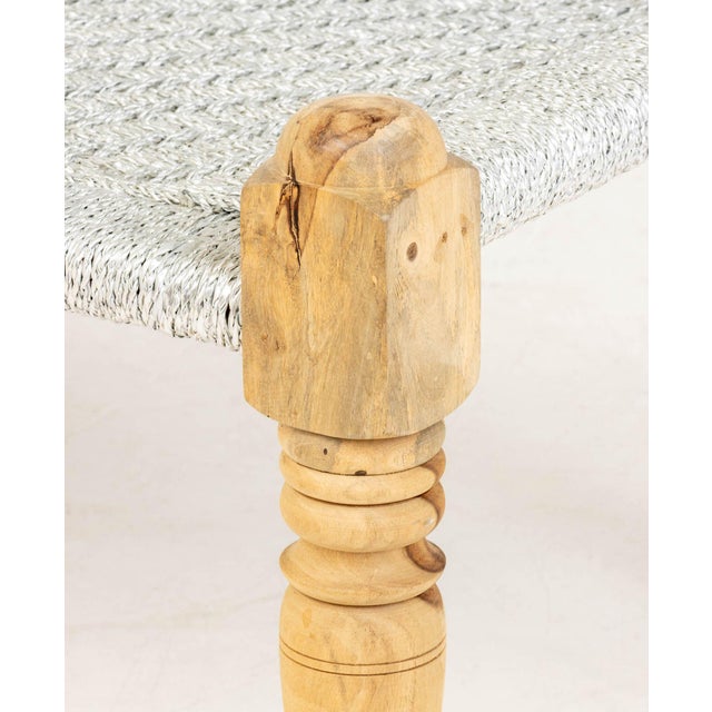 Early 21st Century Contemporary Charpai Woven and Wood Bench For Sale - Image 5 of 6