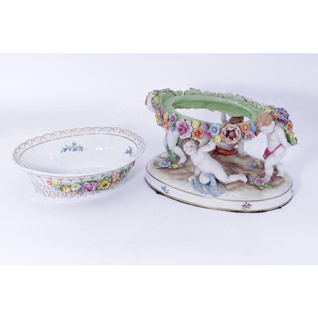 White Early 20th Century Von Schierholz German 2 Piece Centerpiece Bowl For Sale - Image 8 of 18