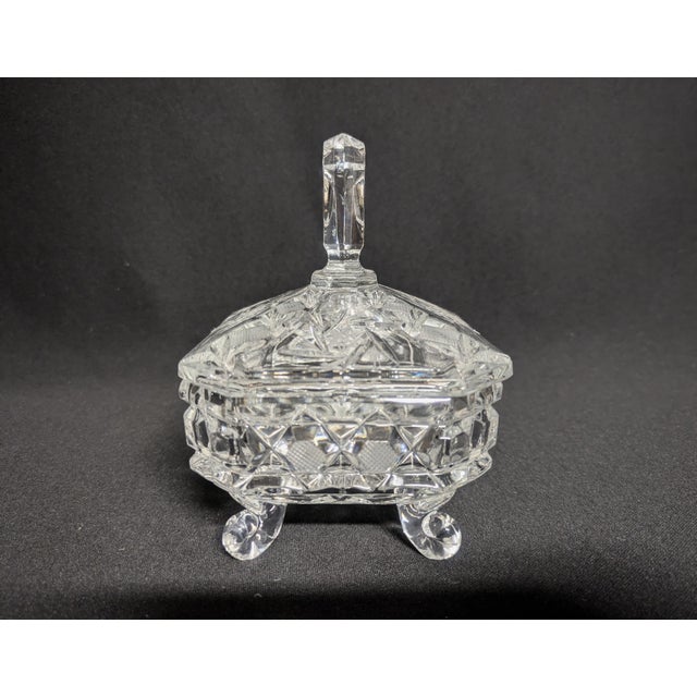 Hollywood Regency Lidded Cut Crystal Candy Dish For Sale - Image 3 of 9