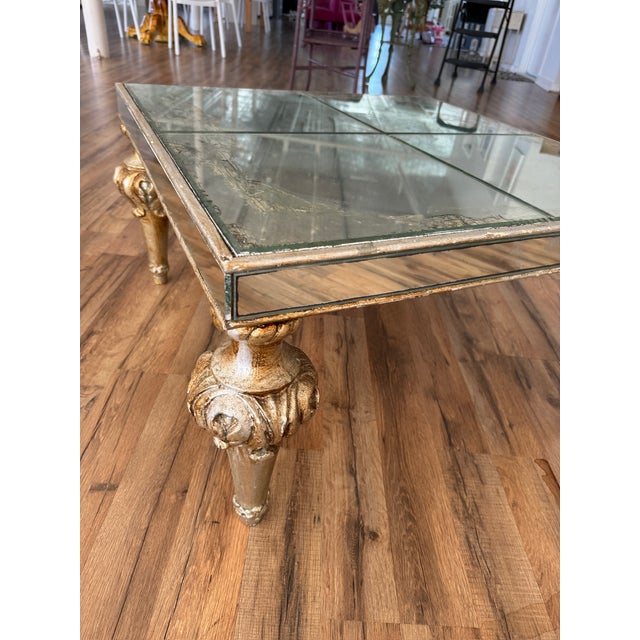 French 19th Century French or Italian Inlaid Mirror and Carved Wood Table For Sale - Image 3 of 11