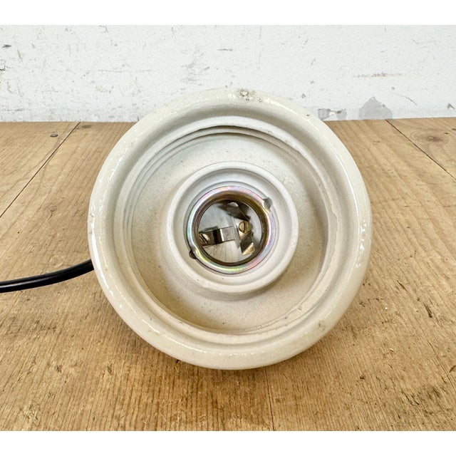 Vintage White Porcelain Pendant Light, 1970s For Sale - Image 10 of 13