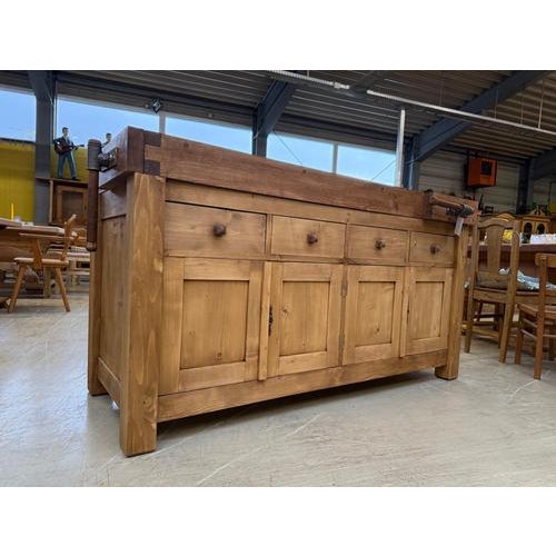 Wood Antique Workbench Counter in Wood For Sale - Image 7 of 12