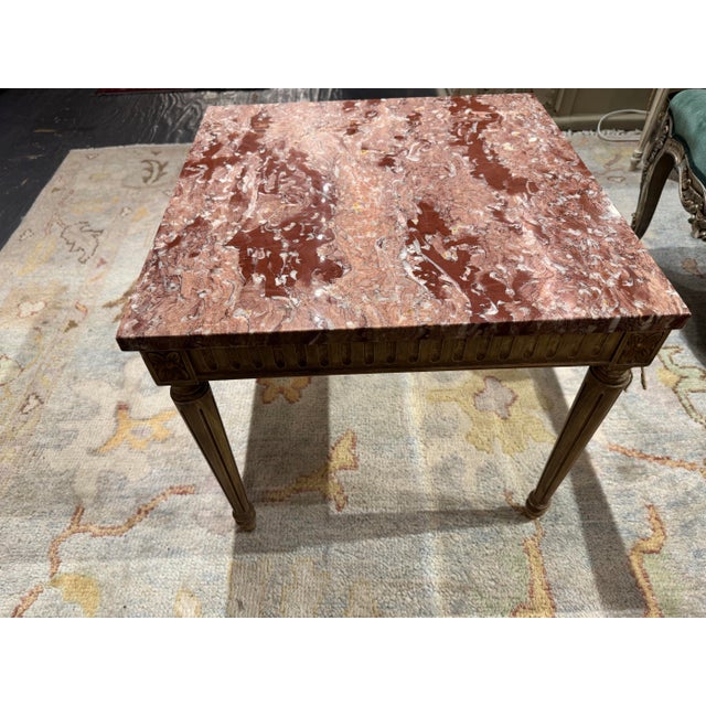 Mid 20th Century Vintage Louis XVI Style Marble Top Side Table For Sale - Image 4 of 7