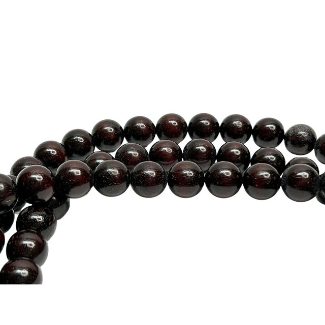 Dark Brown Wood Grain 108 Beads Hand Rosary Praying Chain For Sale - Image 4 of 6