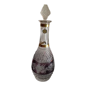 Vintage Cut Czech Bohemia Crystal Wine Decanter With Matching Stopper