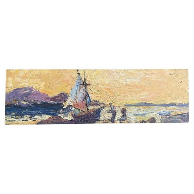 Italian Artist, Seascape with Sailboat and Figures, 1978, Oil Painting For Sale - Image 15 of 15