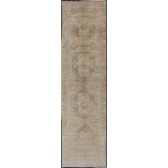 Vintage Turkish Runner in Earth Tones & Light Brown in Medallions For Sale - Image 12 of 12