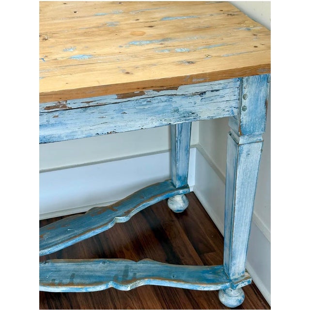 Antique Belgian Painted Farmhouse Trestle Table For Sale In New York - Image 6 of 6